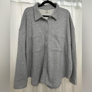 NWOT No Boundaries women’s button down grey fleece shacket/shirt